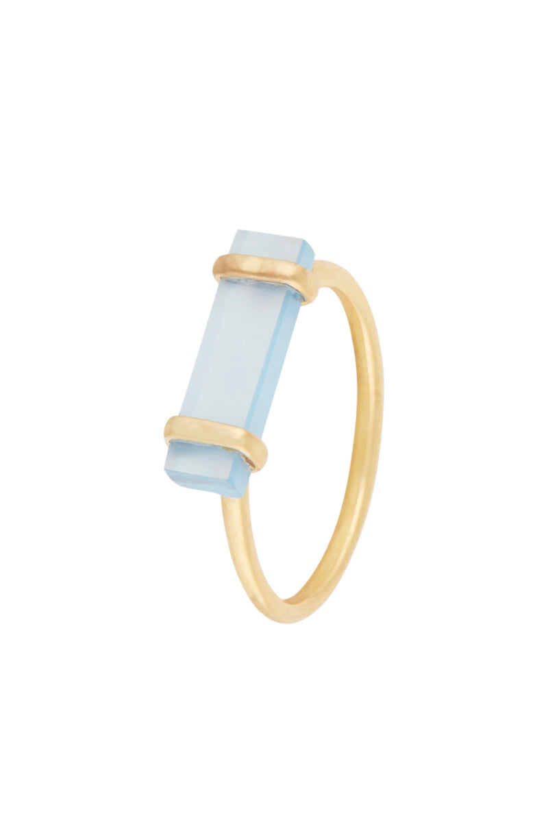 Ring "Eléonore" Blue Chalcedony - Gold Brass