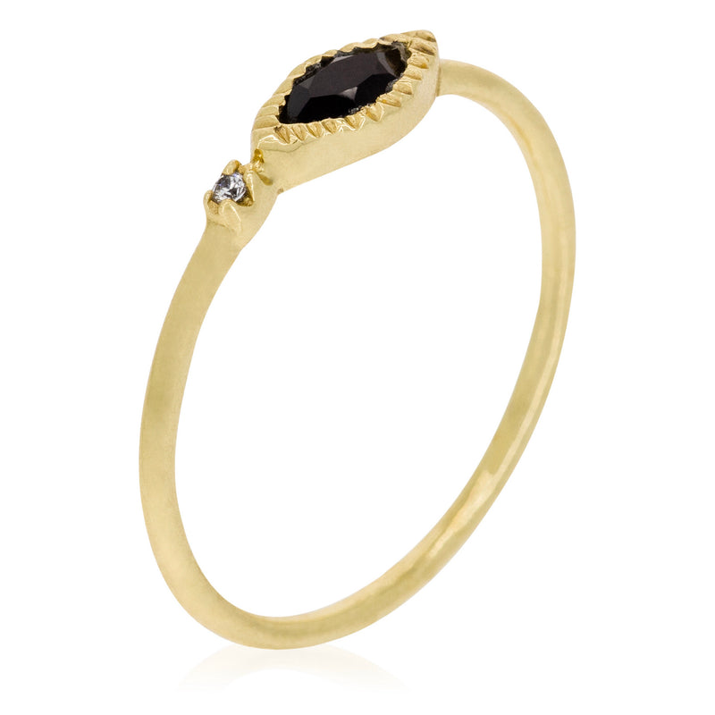 Bague "Marta" Onyx Noire - Laiton Doré