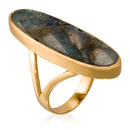 Olivia" Labradorite Ring - Gold Brass