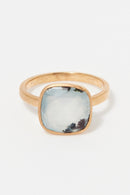 Bague "Sia" Aqua Chalcedony - Laiton Doré