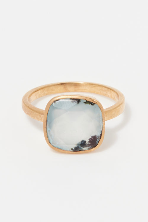 Ring "Sia"Aqua Chalcedony - Golden Brass