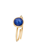 Adjustable Ring Blue Cyanite - Gold Brass