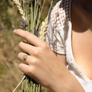 Bague Ajustable Aventurine Verte - Laiton Doré