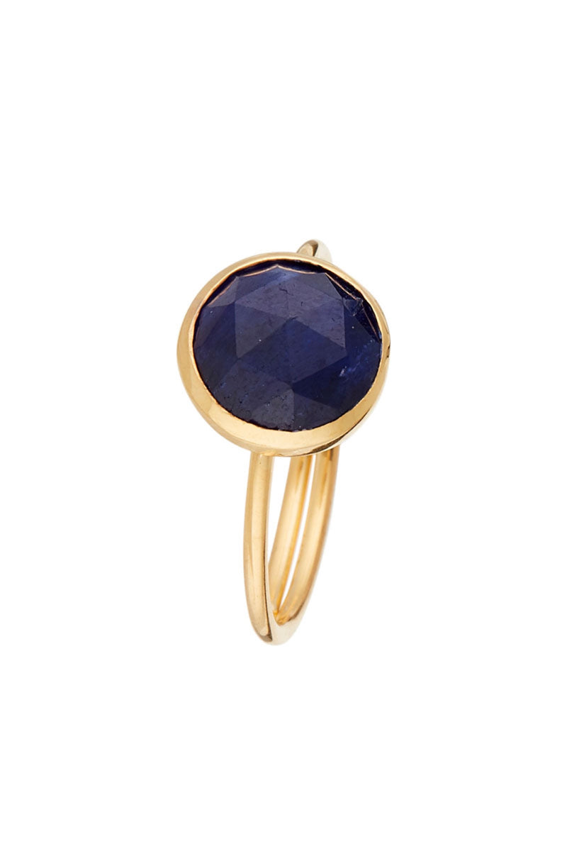 Anillo ajustable de cianita azul - Latón dorado