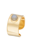 Adjustable Ring Labrodorite Grey Crystal - Gold Brass