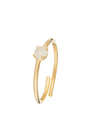 Bague Ajustable "Petite Boule" Moonstone Blanche - Laiton Doré