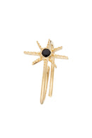 Etoile" Adjustable Ring Black Onyx - Gold Brass