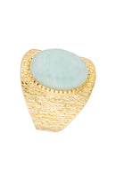 Bague Ajustable Amazonite Verte - Laiton Doré