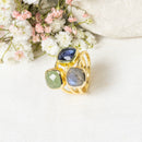 Elsa" Ring Labradorite Aventurine Iolite - Gold Brass