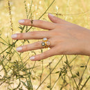 Ring "Elsa" Rose Quartz Moonstone & Labradorite - Gold Brass