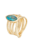 Bague "Yris" Copper Turquoise - Laiton Doré