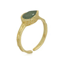 Bague Ajustable "Marcela" Aventurine Verte - Laiton Doré