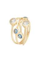 Ring 'Pampa' Blue Topaz Iolite - Gold Brass