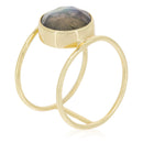 Bague "Nicole" Labradorite - Laiton Doré