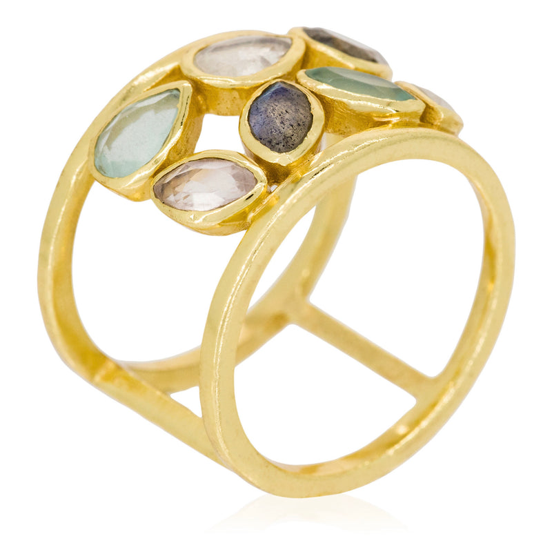 Ring Debora Rose Quartz - Gold Brass