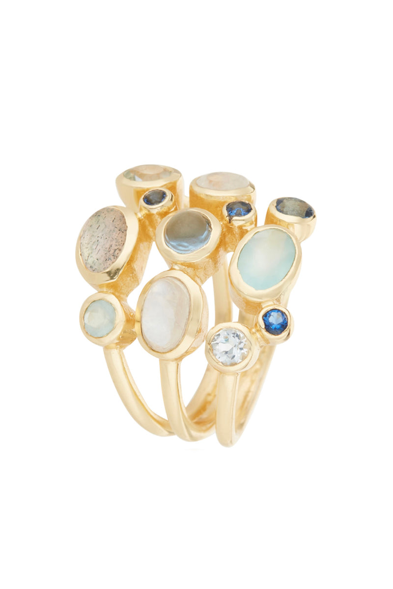 Ring ''Saphia" Multi-stones - Gold brass