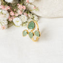 Bague Ajustable 'Vioja' Aventurine Verte - Laiton Doré