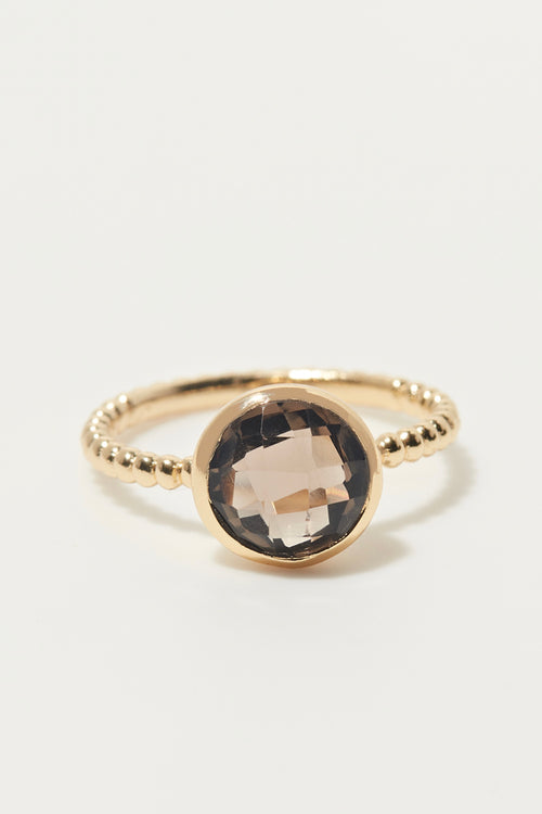 Bague Quartz Fumé - Laiton Doré