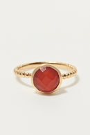 Carnelian Ring - Golden Brass