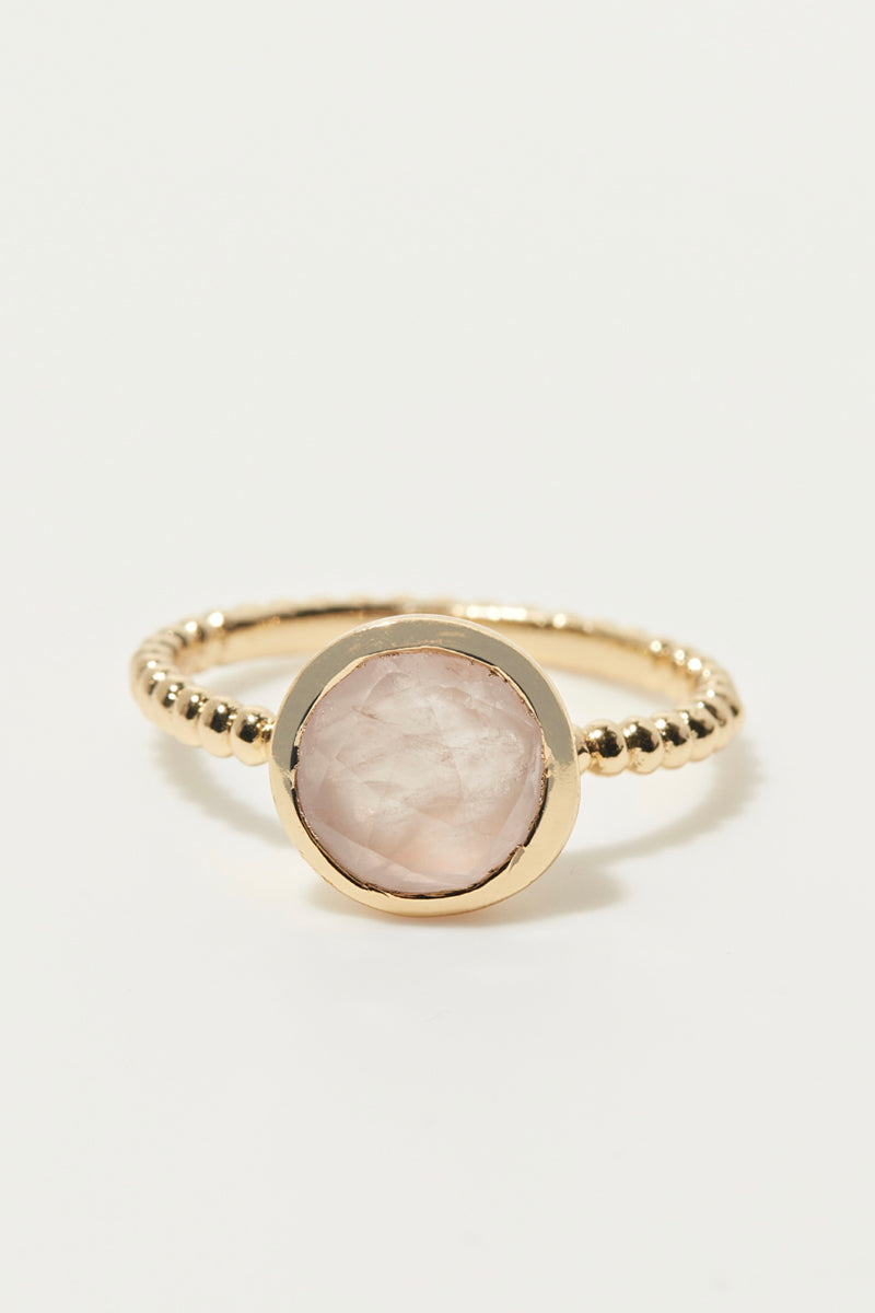 Cassilda Cuarzo Rosa - Anillo de latón dorado