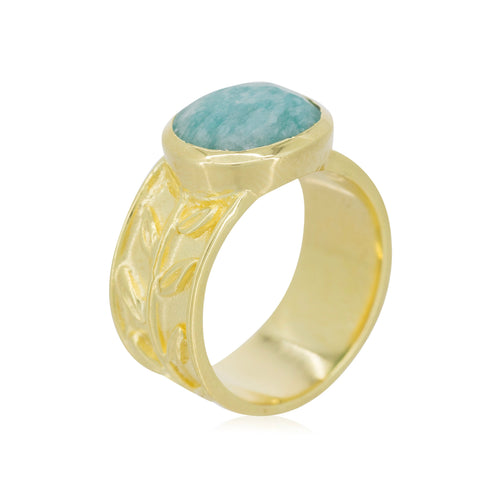 Ring "Dania" Green Amazonite - Gold Brass