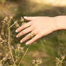 Ring "Maya" Grey Labradorite & Moonstone - Gold Brass