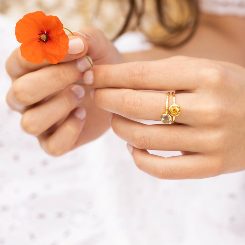 Ring "Cléa" Green Amethyst - Gold Brass