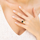 Mariel" Onyx & Labradorite Ring - Gold Brass