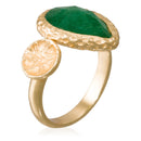 Bague Ajustable "Hélena" Aventurine Verte - Laiton Doré