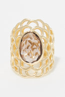 Bague Ajustable "Colombe" Quartz - Laiton Doré