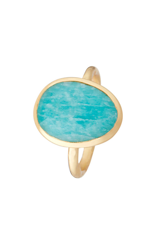 Ring "Iris" Green Amazonite - Gold Brass