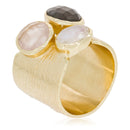 Carmen Ring Labradorite & Rose Quartz - Gold Brass