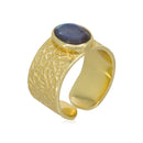 Elisabeth" Labradorite Ring - Gold Brass