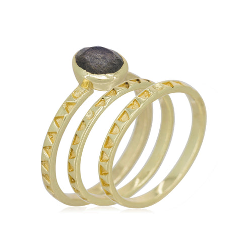 Ring "Erika" Labradorite - Golden Brass