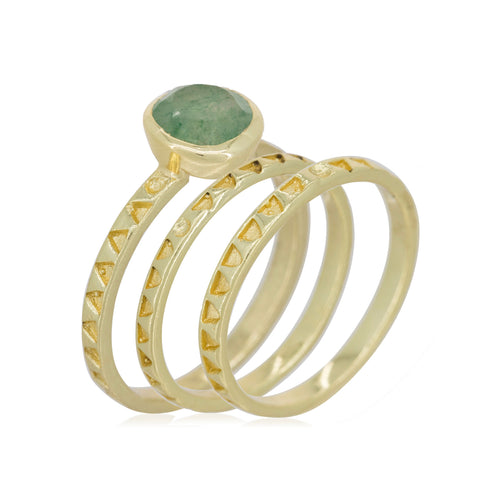 Ring "Erika" Green aventurine - Gold brass