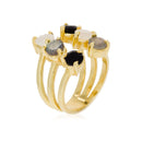 Adjustable Ring "Stella" Labradorite - Gold Brass