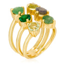 Anillo Ajustable "Stella" Aventurina Verde & Amatista Verde - Latón Dorado