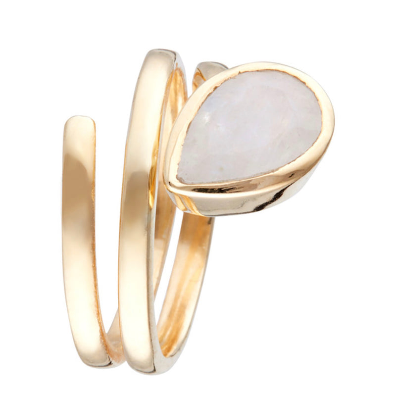 Ring "Luna" White Moonstone - Gold Brass