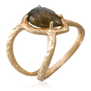 Liva" Labradorite Ring - Gold Brass