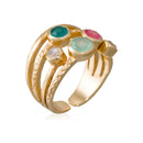 Kelly" Moonstone & Amethyst Ring - Gold Brass