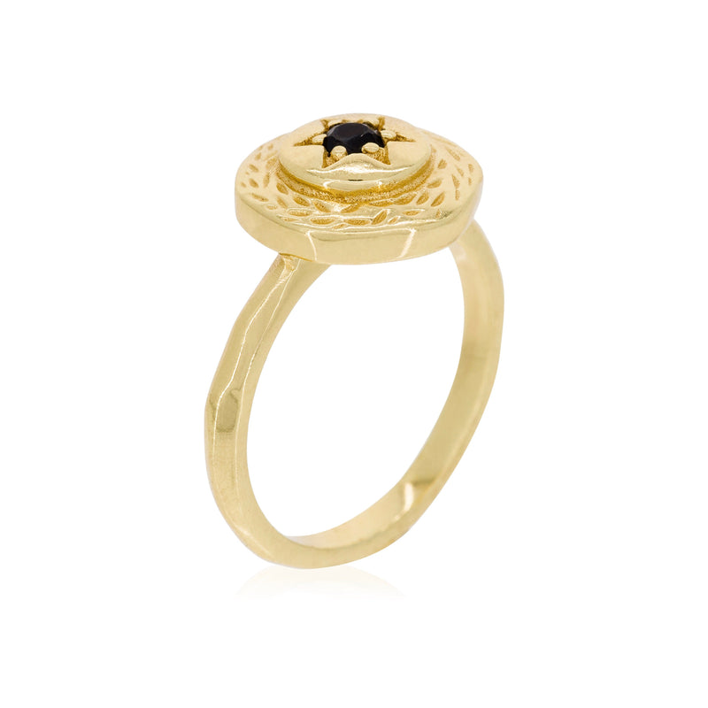 Ring "Silvia" Black Spinel - Gold Brass