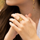 Bague "Chloé" Péridot Labradorite Citrine Quartz Rose Améthyste - Laiton Doré