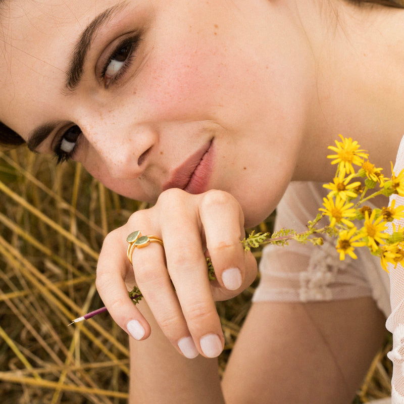 Ring "Taya" Green aventurine - Gold brass