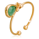 Bague Ajustable "Louise" Aventurine Verte - Laiton Doré