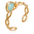 Adjustable Ring "Athena" Green Amazonite - Gold Brass