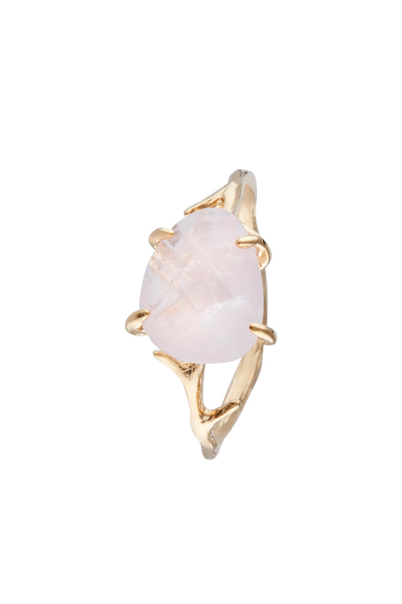 Bague "Lily" Quartz Rose - Laiton Doré