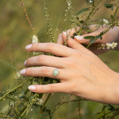 Lily" ring Green aventurine - Brass