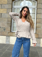 Cardigan à noeud Helena taupe