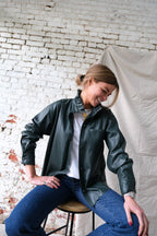 Lou Faux Leather Overshirt Dark Green