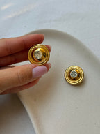 Pendientes David Grau Vintage - Redondos Dorados Y Strass